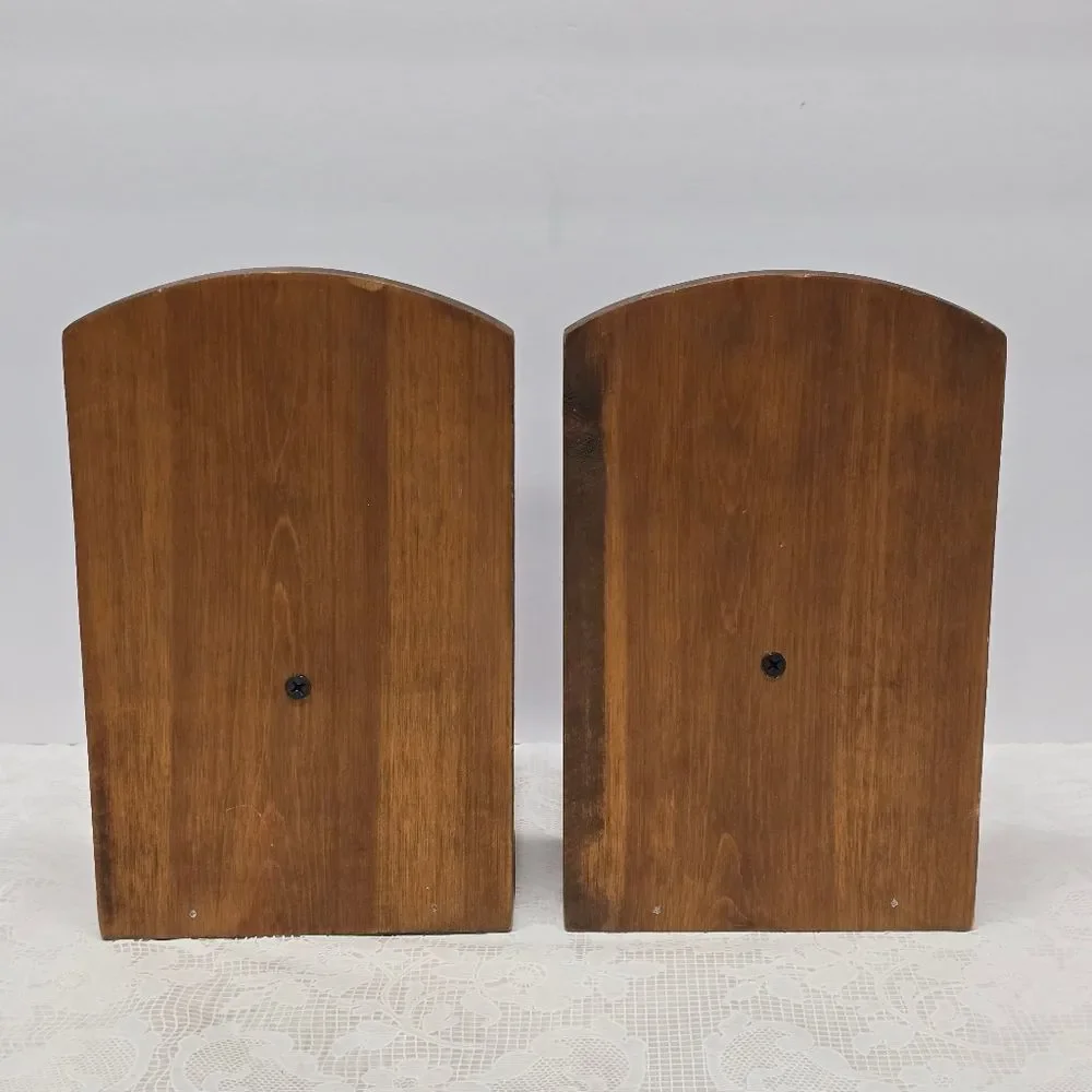 Vintage Wooden Teddy Bear Bookends Jointed Paws Cottagecore Nursery Rustic Decor
